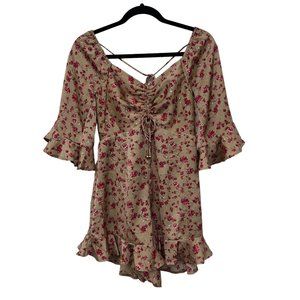 Mika & Gala brown short sleeve floral ruffle romper Size:‎ 6